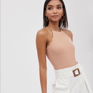 River Island Bodysuit with scallop edge light pink
